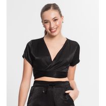 Blusa Cropped Juvenil Em Viscopoly Minty Preto