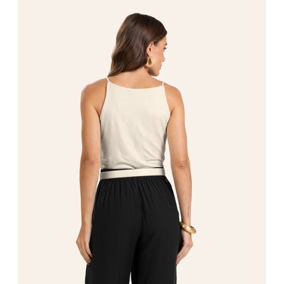 Blusa de Alça Visco Maquinetada Feminina Endless Bege GG / Bege