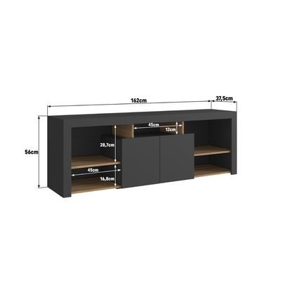 Rack Para Tv Até 65 Polegadas Com 2 Portas E 5 Nichos Grafite Mel