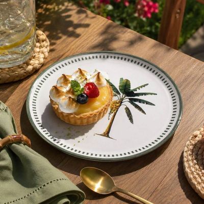 Prato para Sobremesa Bio Bananê 21cm Porto Brasil Decorado Mesa Posta Avulso