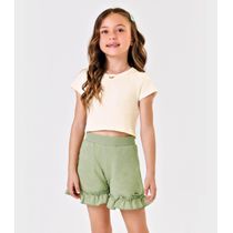 Blusa Cropped Infantil Ribana Canelada Trick Nick Bege