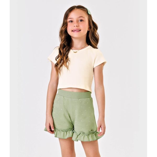 Blusa Cropped Infantil Ribana Canelada Trick Nick Bege 3 / Bege