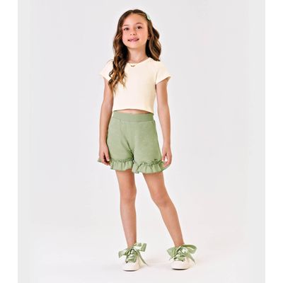 Blusa Cropped Infantil Ribana Canelada Trick Nick Bege 3 / Bege