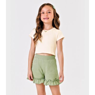 Blusa Cropped Infantil Ribana Canelada Trick Nick Bege 4 / Bege