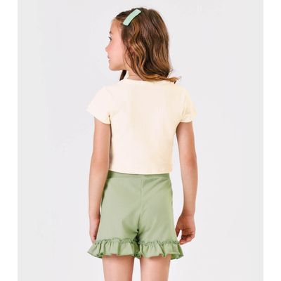Blusa Cropped Infantil Ribana Canelada Trick Nick Bege 6 / Bege