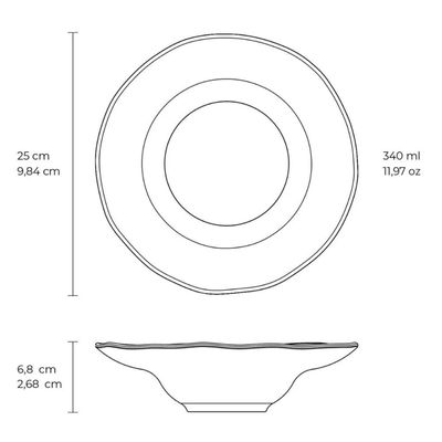 Prato para Massa Orgânico Latte 25cm Risoto Caldo Cerâmica Porto Brasil Chapéu Mesa Posta Restaurante