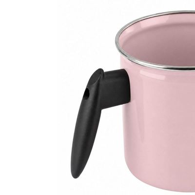 Leiteira 1,3l Agata Rosa Bebê Aço Esmaltado Cabo Baquelite Fervedor Metallouça