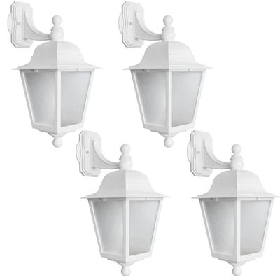 Kit 4 Arandelas Clássicas Termoplástico Branco Lente Fosca Iluminação Soberana Dital