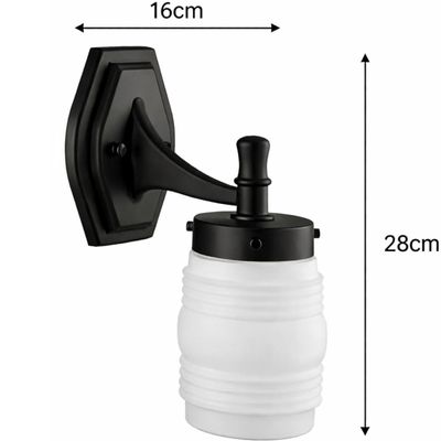 Jogo 4 Arandelas Pretas Luminárias de Parede Globo Leitoso E27 Bivolt Iluminação Jardins Dital