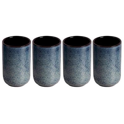 Jogo 4 Copos Cerâmica Artesanal 110ml Neo Titanium Café Chá Sakê Mesa Posta Porto Brasil