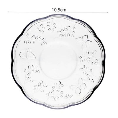 Jogo 72 Xícaras com Píres New Butterfly Fio Ouro 80ml Cristal Ecologico Chá