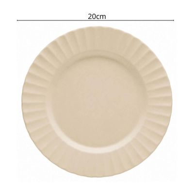 Jogo 6 Pratos Sobremesa 20cm Gerbera Lyor Bege Melamina Mesa Posta Bolo Servir