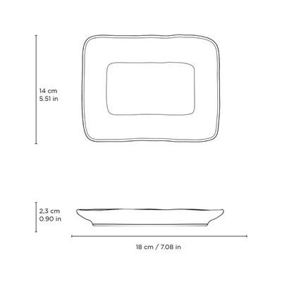 Kit 4 Travessas Porto Brasil Cerâmica Juta Titanium 14x18cm Pratos Retangulares