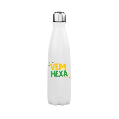 Garrafa Térmica Branca 500ml - Brasil Vem Hexa