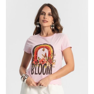 Blusa Baby Look Feminina Estampada Select Rosa P / Rosa