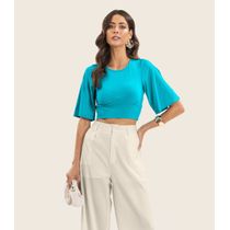 Blusa De Ribana Canelada Feminina Endless Azul