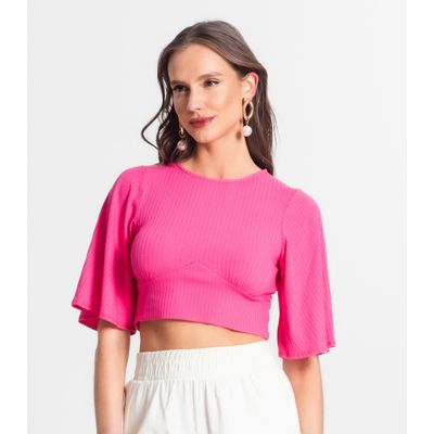Blusa De Ribana Canelada Feminina Endless Rosa P / Rosa