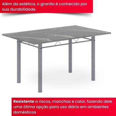 Conjunto De Mesa Tubular Com 6 Cad 140x75cm Tampo Em Granito Topázio Brenda 010 - Mart Pérola
