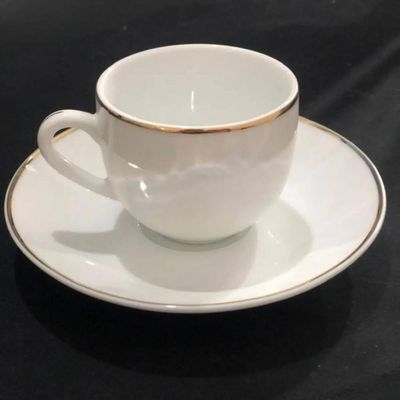 Jogo 6 Xícaras Café com Pires em Porcelana 90ml Legacy Gold Mesa Posta Servir