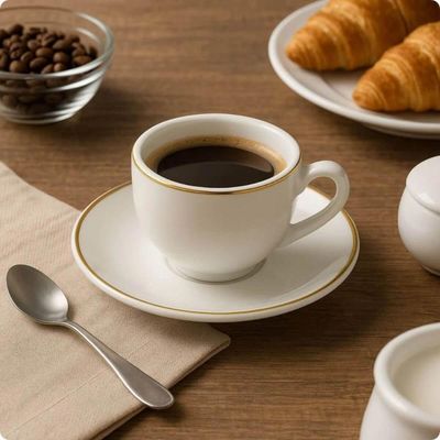 Jogo 6 Xícaras Café com Pires em Porcelana 90ml Legacy Gold Mesa Posta Servir