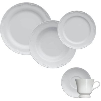Aparelho de Jantar Jogo 20 peças Porcelana Cottage Germer Chá Branco Mesa Posta