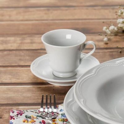 Aparelho de Jantar Jogo 20 peças Porcelana Cottage Germer Chá Branco Mesa Posta