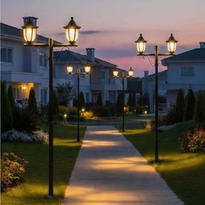 Kit 4 Postes de Iluminação Luminária Externa 1,6m Alumínio Preto Clássico Modena Dital