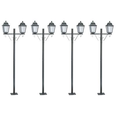4 Postes Luminária Preto para Áreas Externas para 2 Lâmpadas Lente Transparente