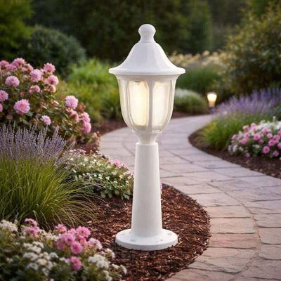 Kit 8 Balizadores para Muro Branco Lente Fosca Injetado 45cm Termoplástico Dital Jardim