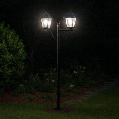 4 Postes Luminária Preto para Áreas Externas para 2 Lâmpadas Lente Transparente