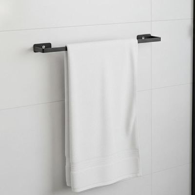 Porta Toalha de Banho em Aço Preto Fosco Toalheiro de Parede com Design Moderno e Resistente