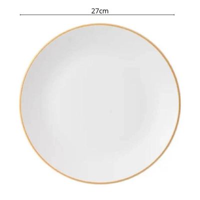 Prato Raso 27cm Porcelana Branco Borda Dourada Legacy Gold Mesa Posta Elegante