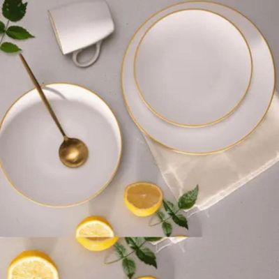 Prato Raso 27cm Porcelana Branco Borda Dourada Legacy Gold Mesa Posta Elegante