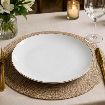 Prato Raso 27cm Porcelana Branco Borda Dourada Legacy Gold Mesa Posta Elegante
