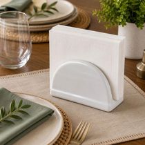 Porta Guardanapo Porcelana Blanc Branco 11,5x4x5,5cm Suporte Mesa Posta