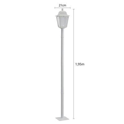 Poste Luminária Externa Jardim 1,95m Branco Tubo Alumínio E27 Termoplástico Soberana Dital