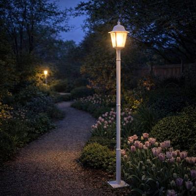 Poste Luminária Externa Jardim 1,95m Branco Tubo Alumínio E27 Termoplástico Soberana Dital