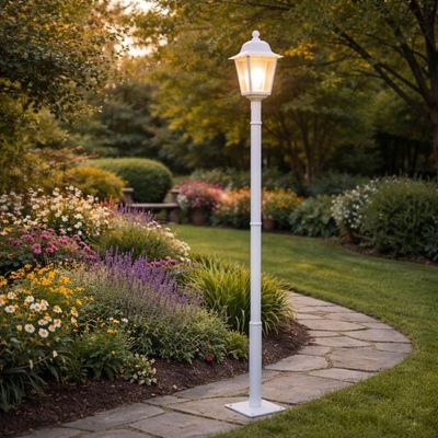 Poste Luminária Externa Jardim 1,95m Branco Tubo Alumínio E27 Termoplástico Soberana Dital