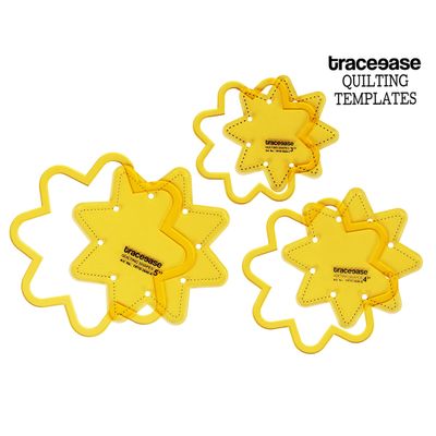 Molde Estêncil Octafoil para Quilting e Patchwork Conjunto de 3 Peças 7,6/10,2/12,7 cm DIY Costura HT - Traceease Amarelo