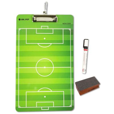 Prancheta Dupla-Face para Treinadores de Futebol, Quadro Branco Apagável com Marcador e Apagador - Inkdotpot 22,86 Cm × 38,1 Cm / Verde