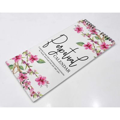 Calendário Perpétuo Rústico Floral para Parede — Lembrete de Aniversário e Evento Especial, Agenda/Diário/Organizador - Inkdotpot 27,94 Cm × 13,72 Cm / Branco