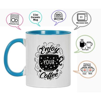 Canecas de Cerâmica 325 ml 'Aproveite Seu Café', Ótimas para a Noiva, Presente Divertido para Amante de Café - Inkdotpot 325 Ml / Azul