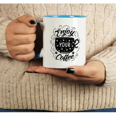 Canecas de Cerâmica 325 ml 'Aproveite Seu Café', Ótimas para a Noiva, Presente Divertido para Amante de Café - Inkdotpot 325 Ml / Azul