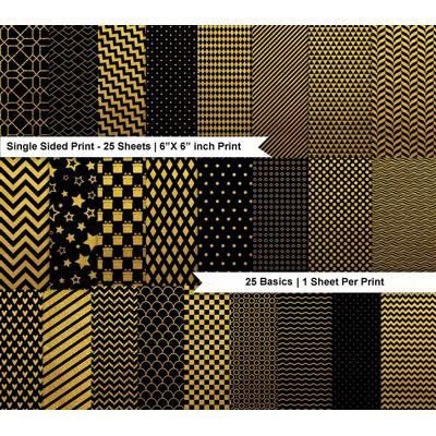 Bloco 25 Folhas de Papel Scrapbook Básico Lado Único - Papel Cartão Colorido para Scrapbooking, Fundos Decorativos, para Diário - Inkdotpot 15,24 Cm × 15,24 Cm / Multicolorido