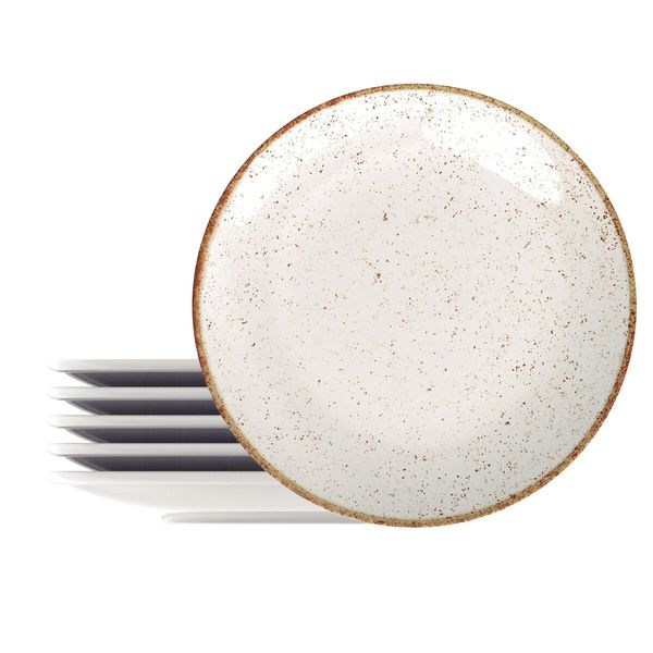 Prato de Sobremesa Rústico Marrom Porcelana 21cm 6 Un - Tramontina 96950/045