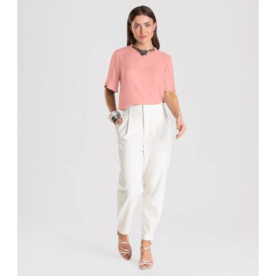 Blusa Feminina Com Colar Dianna Rosa M / Rosa