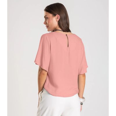 Blusa Feminina Com Colar Dianna Rosa M / Rosa