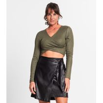 Blusa Feminina Em Ribana Canelada Lurex Rovitex Verde