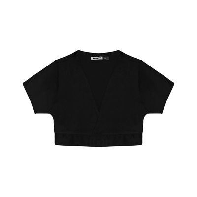 Blusa Cropped Juvenil Em Viscopoly Minty Preto 12 / Preto