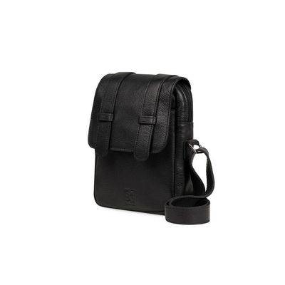 Shoulder Bag Masculina de Couro Leme Preta U / Preto